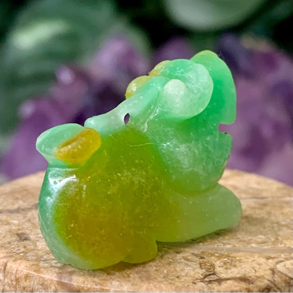 Green Honey Yellow Burma Jade Jadeite Pixiu Pendant Dragon Mythical Beast 1.1" - Picture 6 of 15